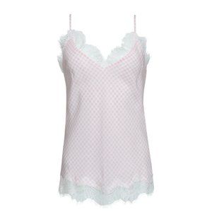 Gold Hawk *NWT* Silk & Lace Pink White Gingham Tank Camisole; SMALL